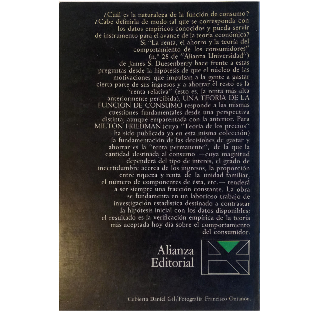 UNA TEORÍA DE LA FUNCIÓN DE CONSUMO. Friedman, Milton