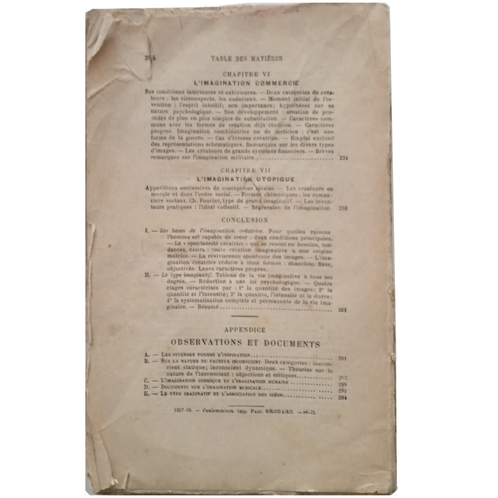 ESSAI SUR L'IMAGINATION CREATICE. Ribot, TH.