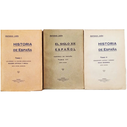 HISTORY OF SPAIN. Volumes I, II and III. Jaen, Antonio