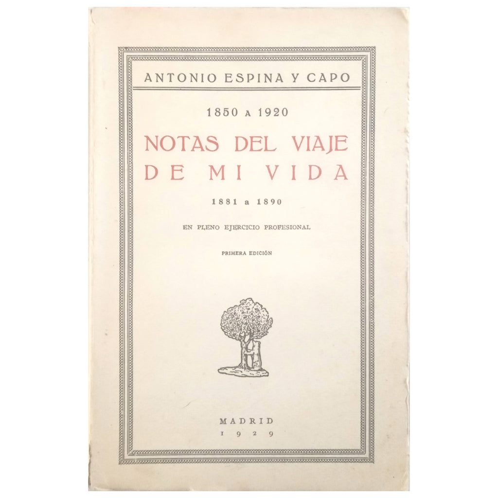 1850 TO 1920. NOTES FROM THE TRIP OF MY LIFE 1881 TO 1890. In full professional practice. Espina y Capo, Antonio