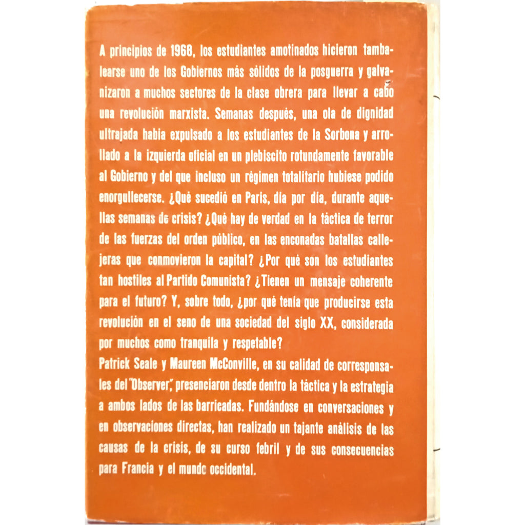 LA REVOLUCIÓN FRANCESA DE 1968. Seale, Patrick/ McConville, Maureen