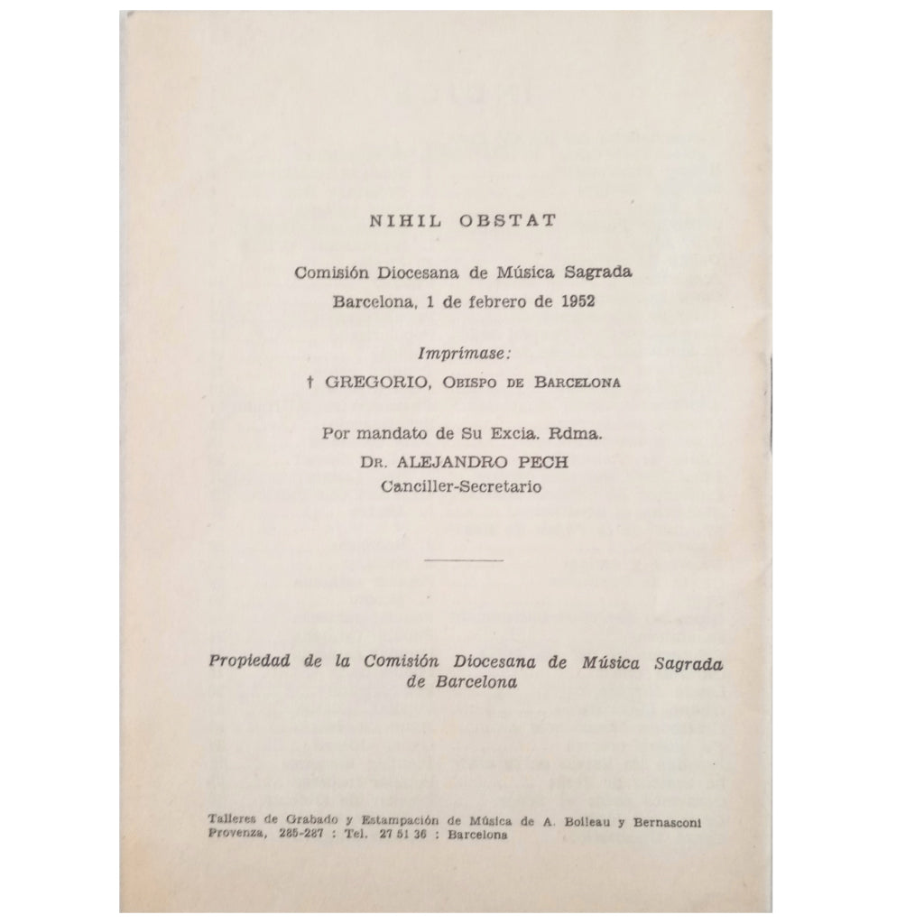 XXXV CONGRESO EUCARÍSTICO INTERNACIONAL. CANCIONERO EUCARÍSTICO POPULAR. Barcelona 1952