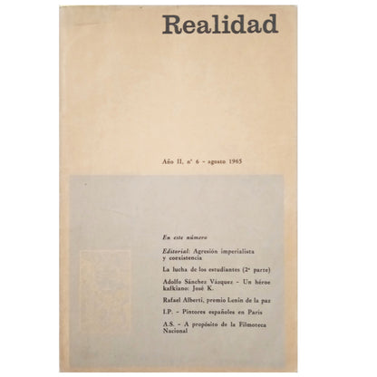 REALIDAD. Revista de Cultura y Política. Año II, nº 6 - Agosto 1965