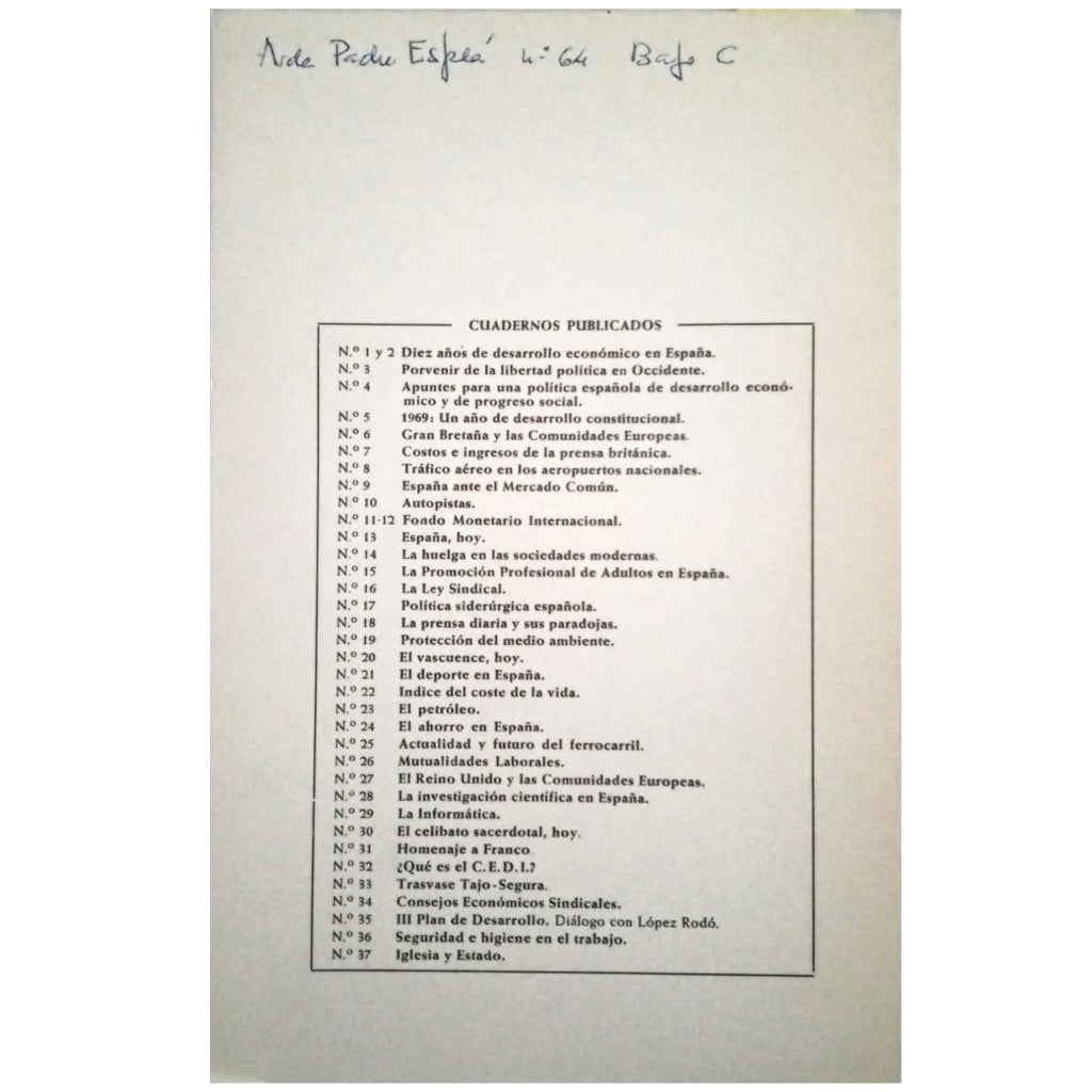 SPANISH DOCUMENTATION Nº 38: THIRTY YEARS OF THE INI