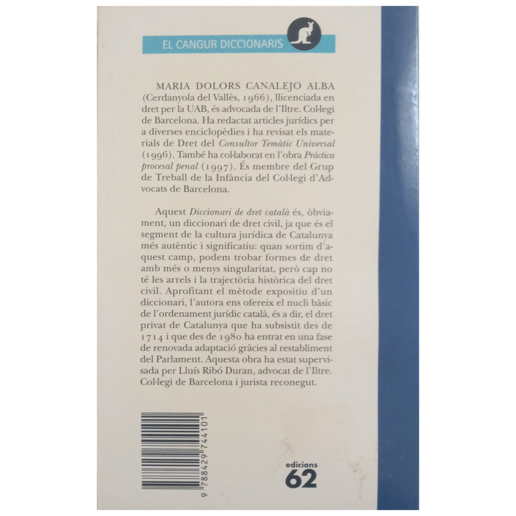DICCIONARI DE DRET CATALÀ. Canalejo, Maria Dolors