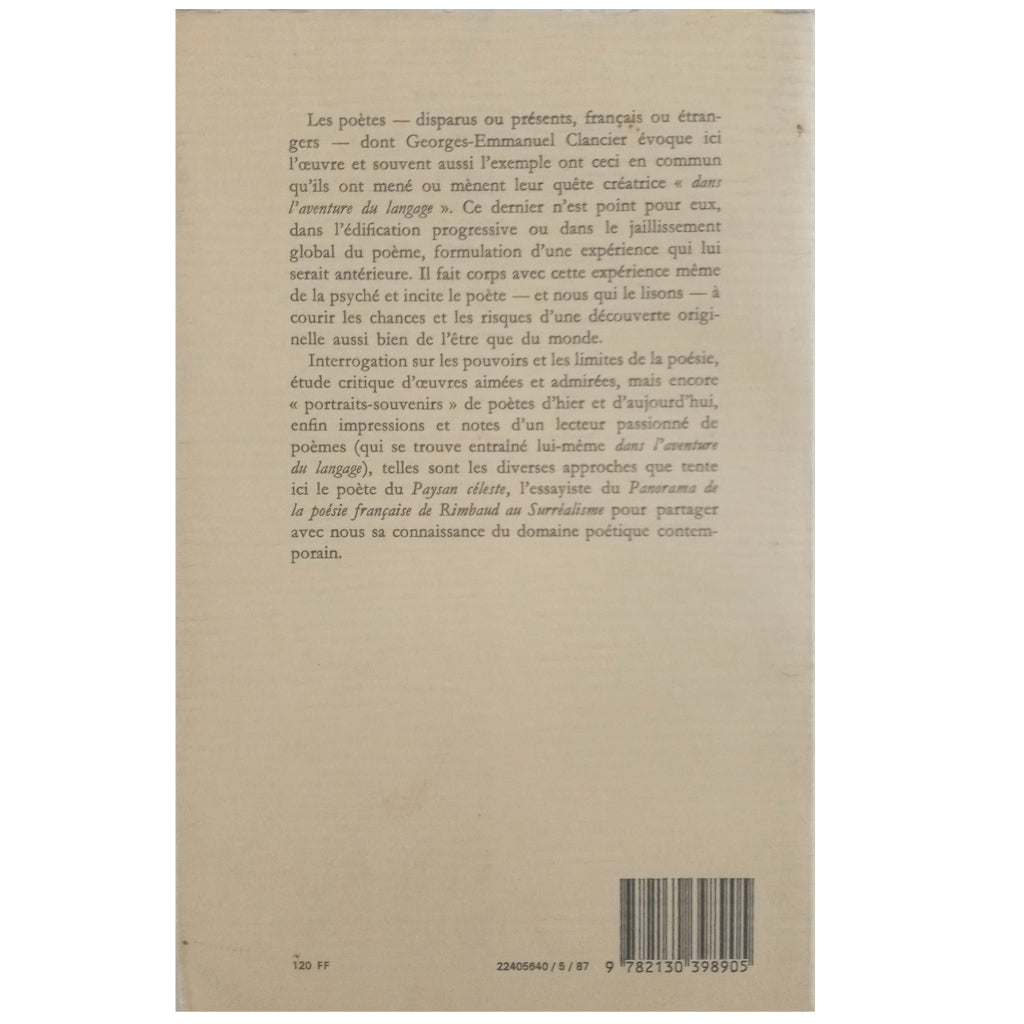 DANS L'AVENTURE DU LANGAGE. Clancier, Georges - Emmanuel