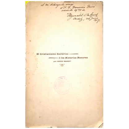 EL CRISTIANISMO ESOTÉRICO O LOS MISTERIOS MENORES. Besant, Annie