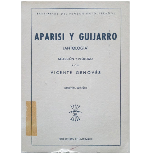 APARISI AND PEBBLE (ANTHOLOGY). Genovés, Vicente (Selection and Prologue)