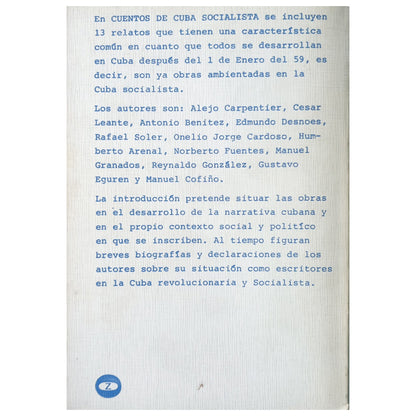 CUENTOS DE CUBA SOCIALISTA. Sorel, Andrés (Selección y comentarios)