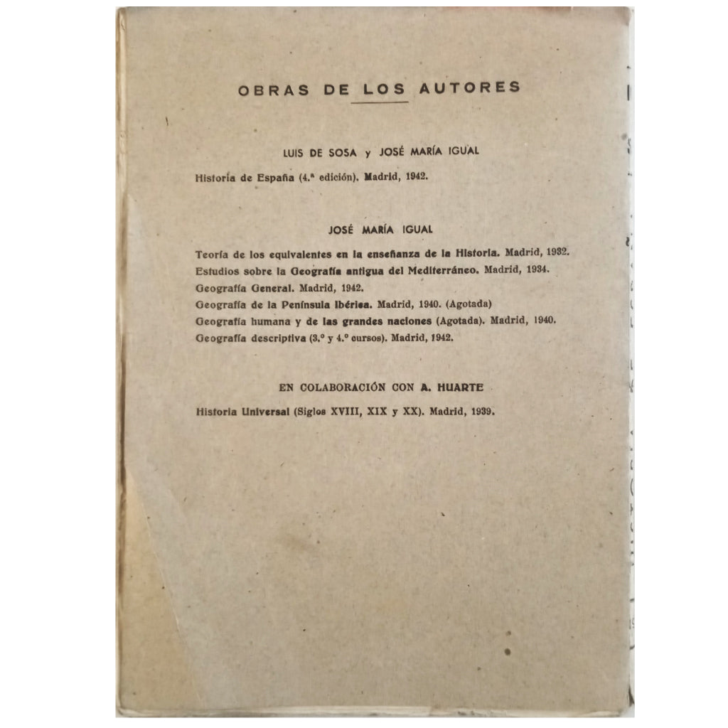 HISTORIA DE ESPAÑA. 1º y 2º cursos de Bachillerato. Igual, José Mª/ Sosa, Luis de