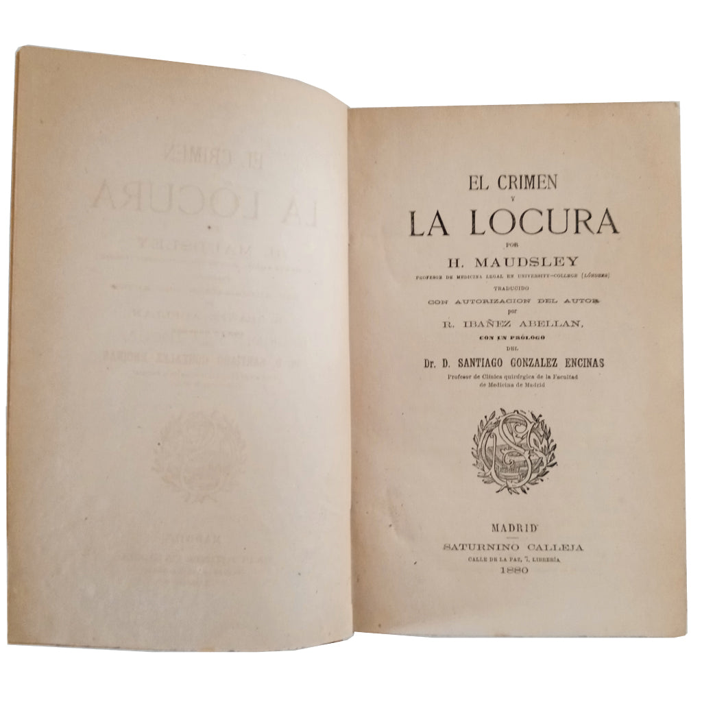 EL CRIMEN Y LA LOCURA. Maudsley, H.