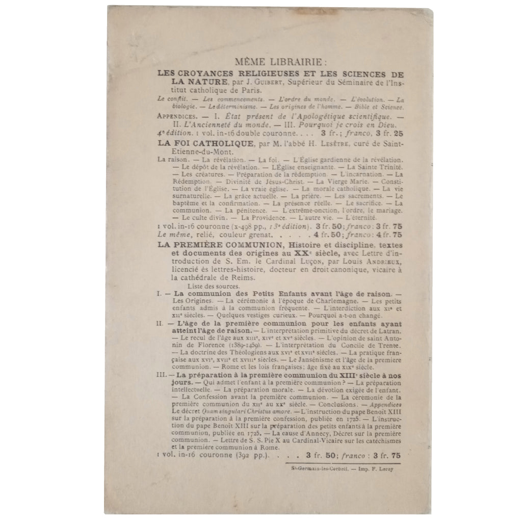 DE LA PRESERVATION MORALE D L'ENFANT. Faut-il l'instruire Pour Le preserver?. Chauvin, Abbe A.