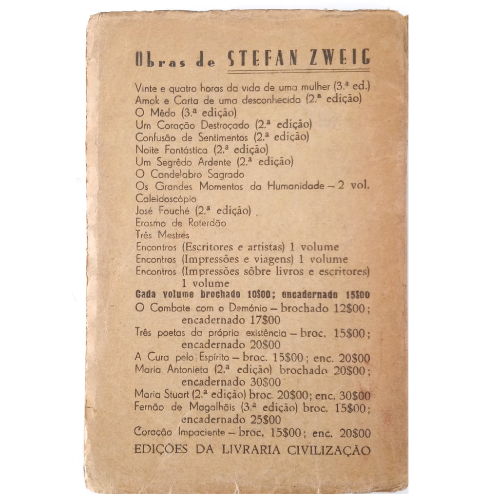 O MUNDO NAO PODE DORMIR E OUTROS CONTOS ESCOLHIDOS. Zweig, Stefan