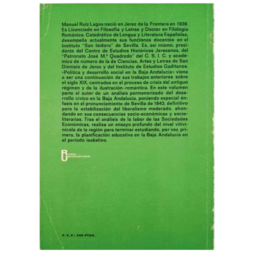 POLÍTICA Y DESARROLLO SOCIAL EN LA BAJA ANDALUCÍA. Ruiz Lagos, Manuel