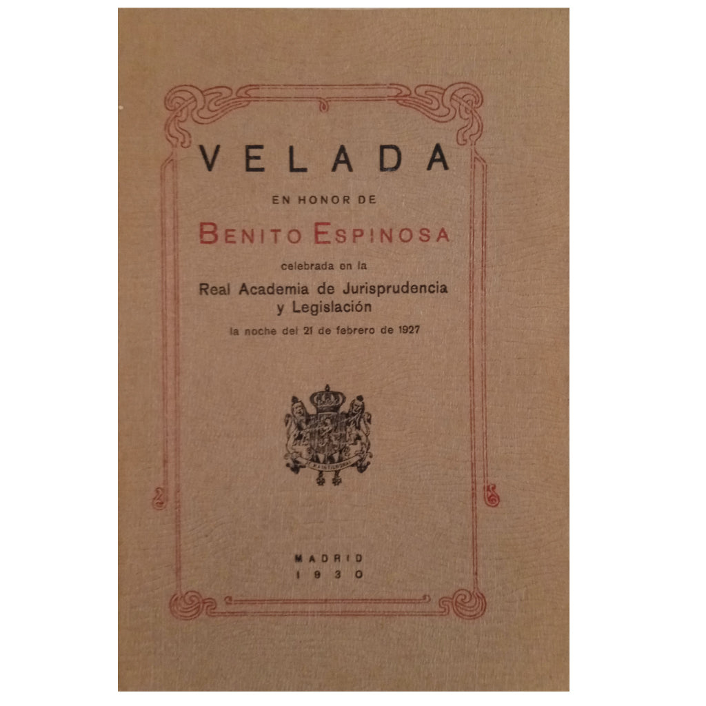 VELADA EN HONOR DE BENITO ESPINOSA...Méndez Bejarano, Mario (Dedicado)