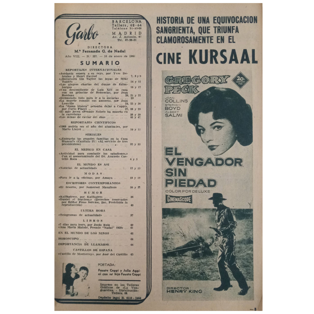 GARBO Nº 357. Año VIII. 16 de enero de 1960