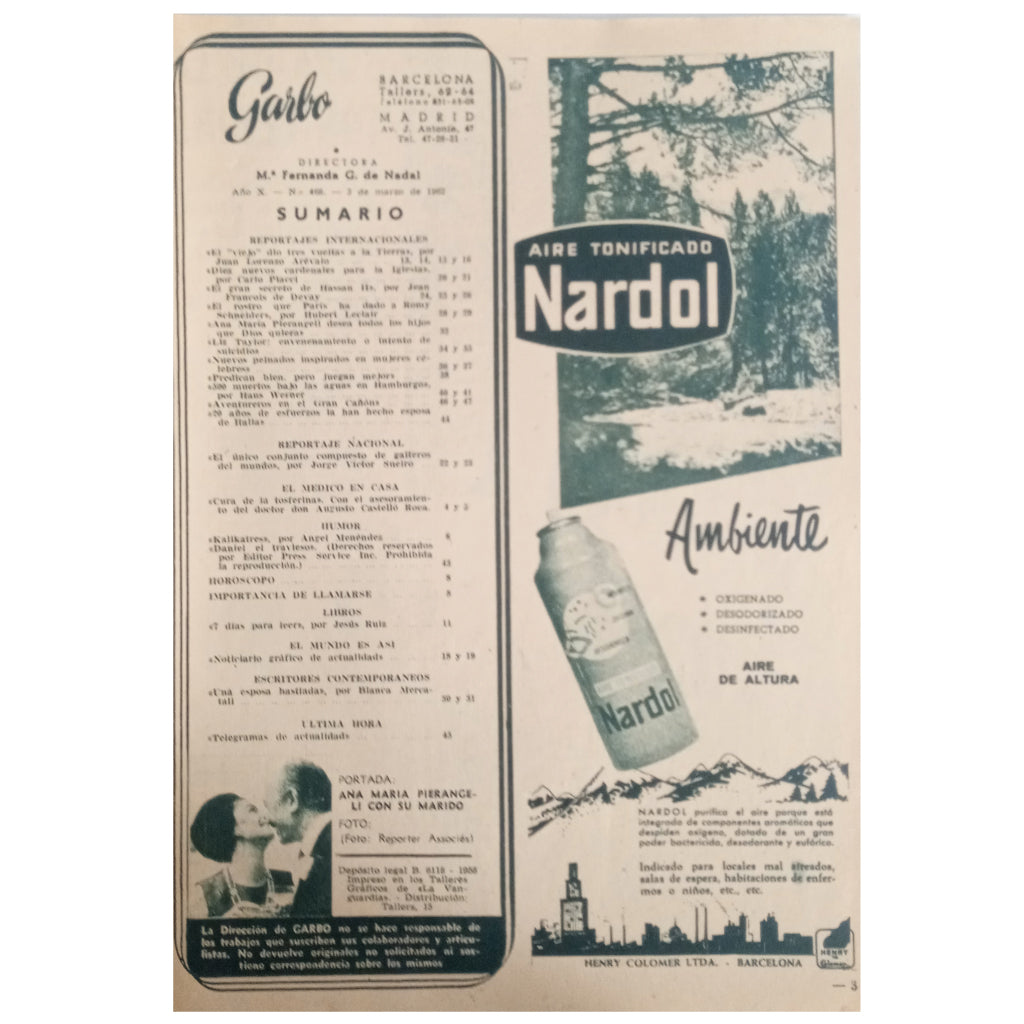 GARBO Nº 468. Año X. 5 de marzo de 1962