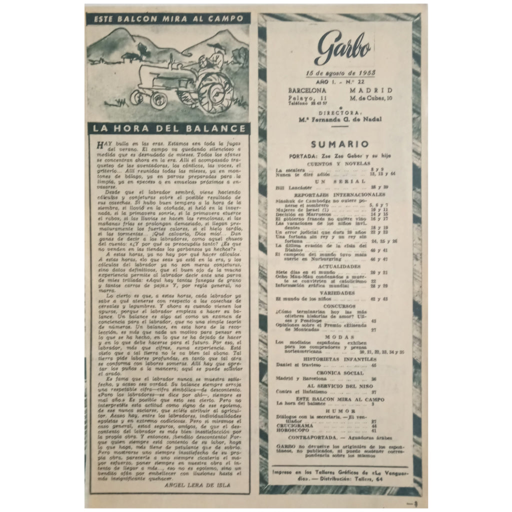 GARBO Nº 22. Año I. 15 de agosto de 1953