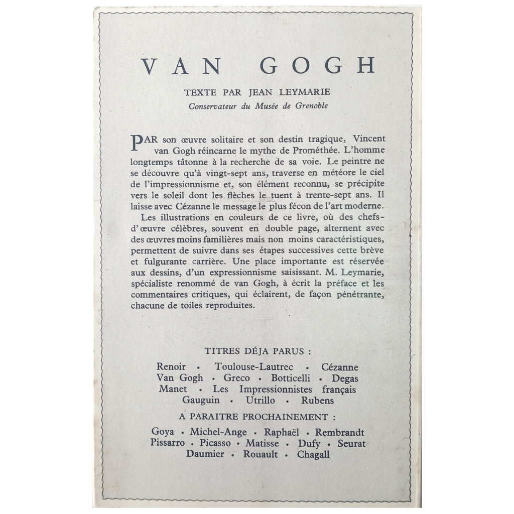 VINCENT VAN GOGH. Leymarie, Jean