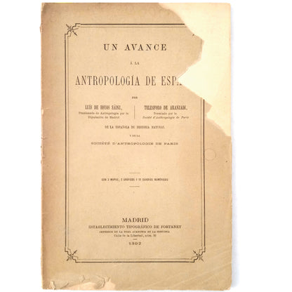 UN AVANCE A LA ANTROPOLOGÍA DE ESPAÑA. Hoyos Sainz, Luis de / Arazandi, Telésforo de
