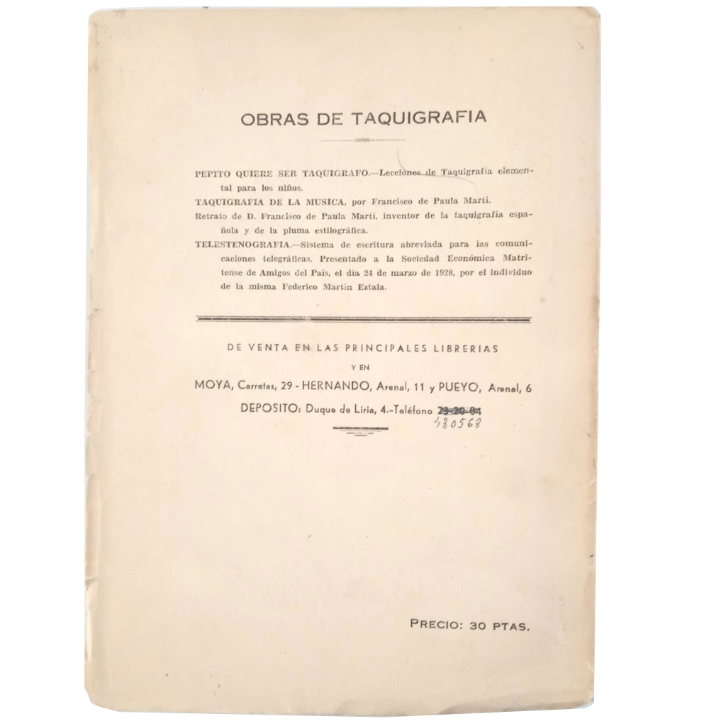 TAQUIGRAFÍA. Reglas y ejercicios graduados para el estudio de este arte. Martín Eztala, Federico