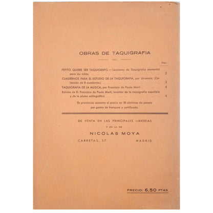 SHORTHAND. Rules and graduated exercises for the study of this art. Martín Eztala, Federico