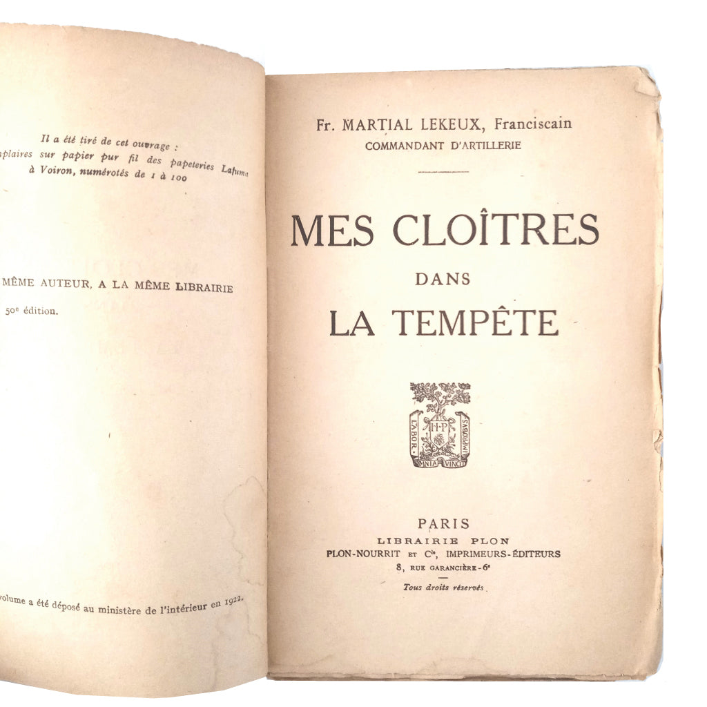 MES CLOITRES DANS LA TEMPETE. Lekeux, Fr. Martial