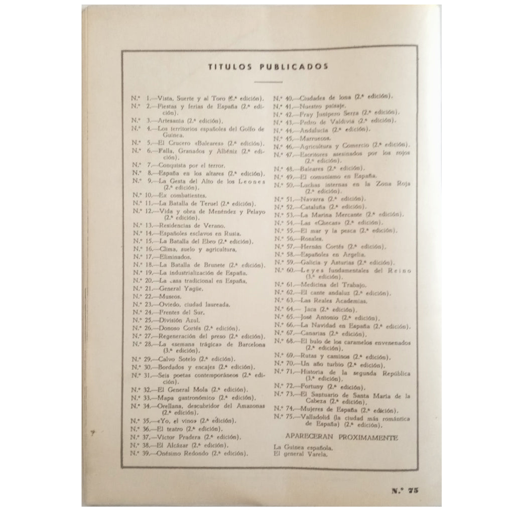 SPANISH THEMES Nº 75: VALLADOLID (The most romantic city in Spain). Giménez Caballero, Ernesto