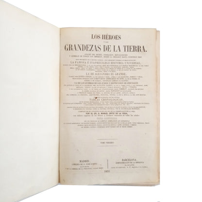 LOS HÉROES Y LAS GRANDEZAS DE LA TIERRA. Tomo tercero. Varios autores