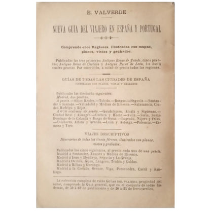 RAILWAY ITINERARIES: FROM MADRID TO BILBAO AND DURANGO. Valverde y Álvarez, Emilio