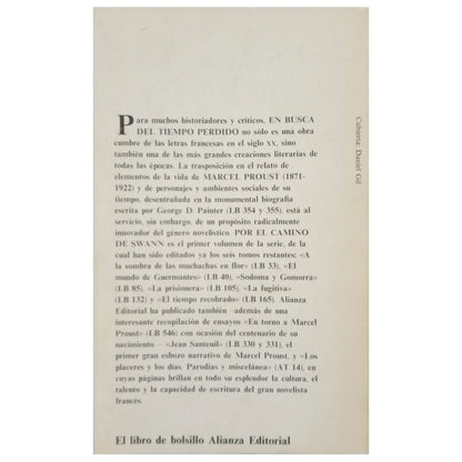 EN BUSCA DEL TIEMPO PERDIDO 1. POR EL CAMINO DE SWANN. Proust, Marcel